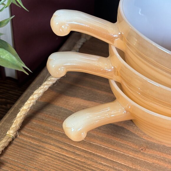 Vintage Anchor Hocking Fire King Peach Lustre Soup Bowls Set of 6 Oven Ware - Picture 13 of 16